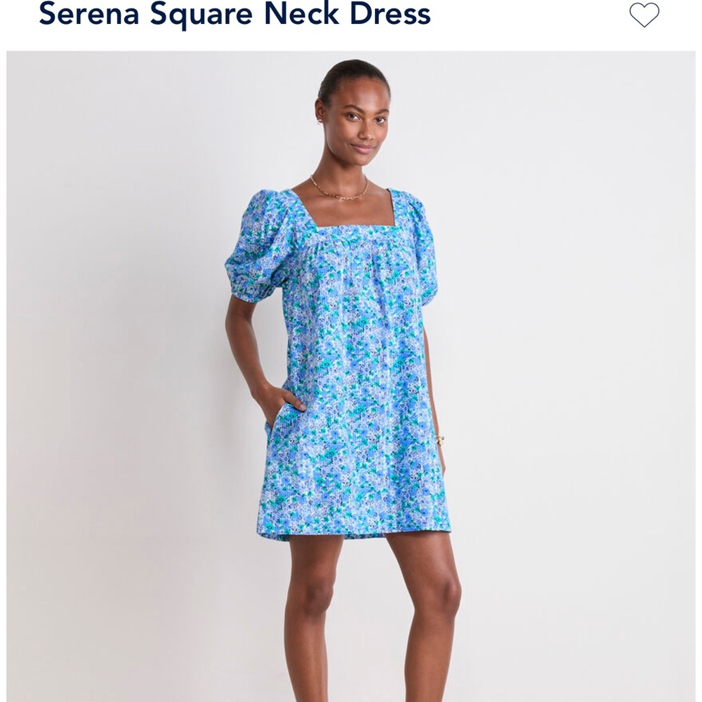 Blue Floral Square Neck Dress vineyard vines